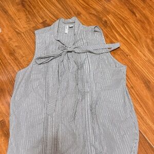 Old Navy Sleeveless Pinstripe Blouse with bow tie collar